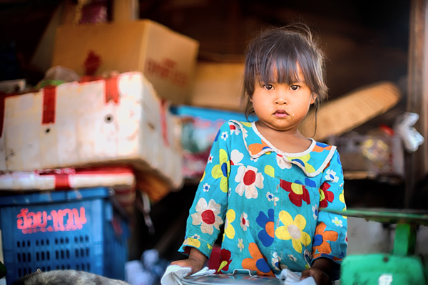 A little girl in a small vendor in Siem Reap Cambodia