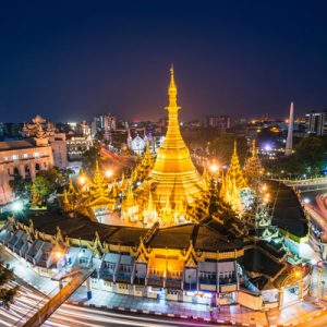 Another Yangon at night, view of Sule Pagoda