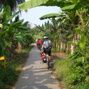 Biking trip through the lush green gardens of Mekong in Vinh Long