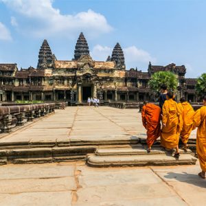 Monks in the Angkor temple