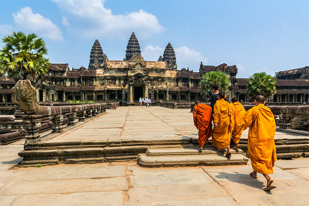 Monks in the Angkor temple - Cambodia Vietnam Trip 10 Days - Indochina Tour Packages