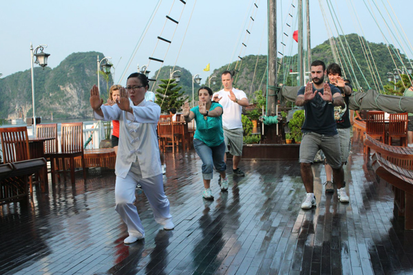 Morning Tai Chi on Halong Bay Cruise - Indochina Trips