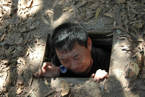 A unique experience of slipping down into one of the many camouflaged entrances to the tunnel complex