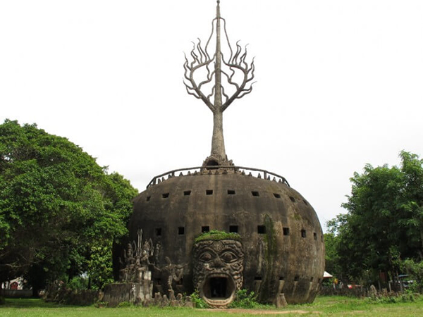 A unique structure of Buddha Park is call Pumpkin Tower