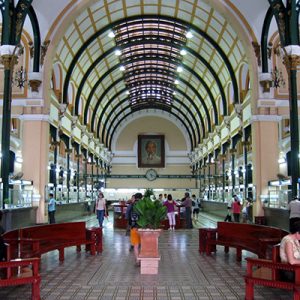 Architecture inside of Saigon Central Post Office