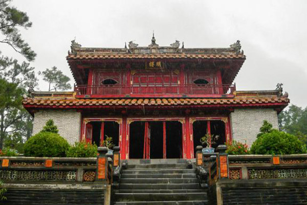 Facade of Minh Lau Pavillion of Imperial Tomb of Minh Mang