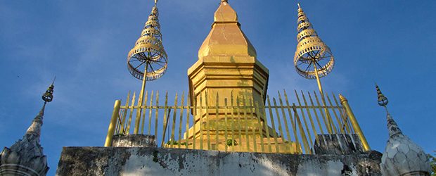 Golden Wat That Chomsi temple Stupa on Mount Phousi