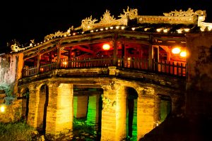 Japanese Covered Bridge at night