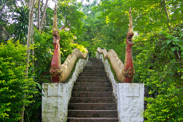 Naga at the steps of Phousi Temple