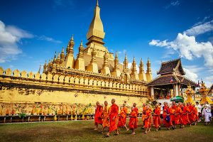The Laos monks in That Luang festival
