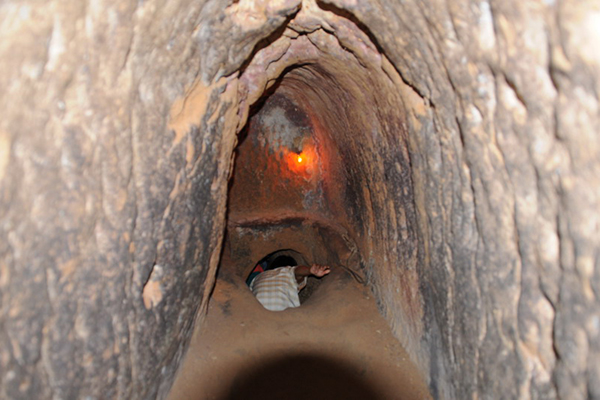 The small and narrow path in the tunnel