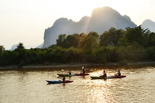 Vang Vieng kayaking on Nam Song river
