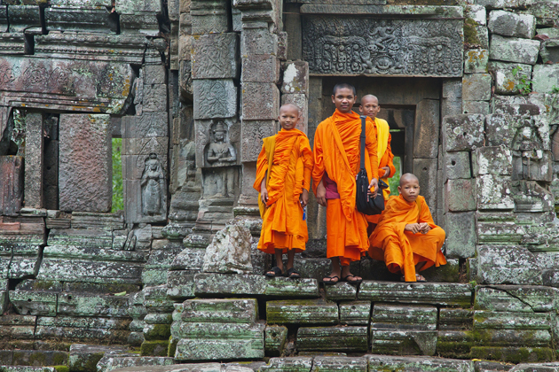 Adolescent monks in Angkor, Cambodia