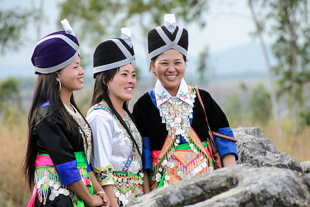 Lao ladies wear a lot of silver rings, silver necklaces, silver earrings, silver bracelets…