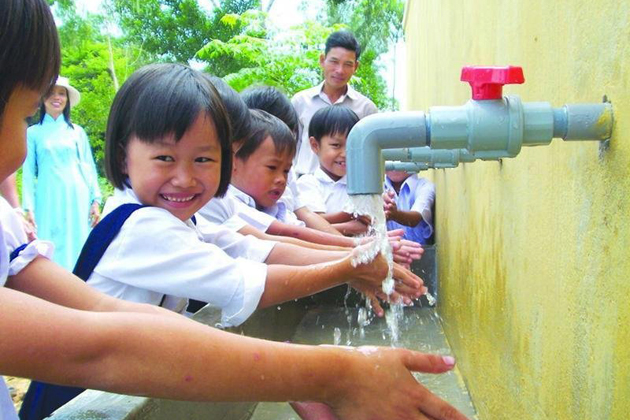 School children in Vietnam enjoy the fresh water