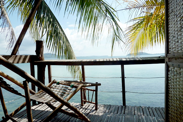 Sunset at home in a Cambodian seascape on Koh Totang