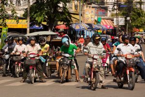 The main mean of transportation of local people in Cambodia is motorbike
