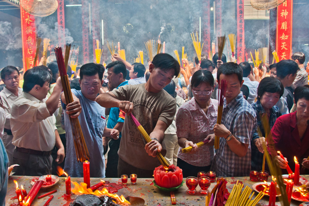 Vietnamese people go to pagoda in the first days of new year - Tet pray for health and prosperous life
