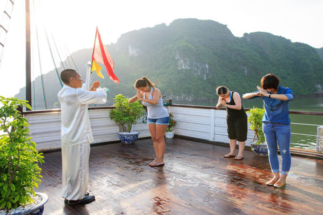 Morning Tai Chi in Halong Bay