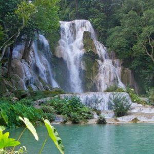 kuang si waterfall in luang prabang in laos