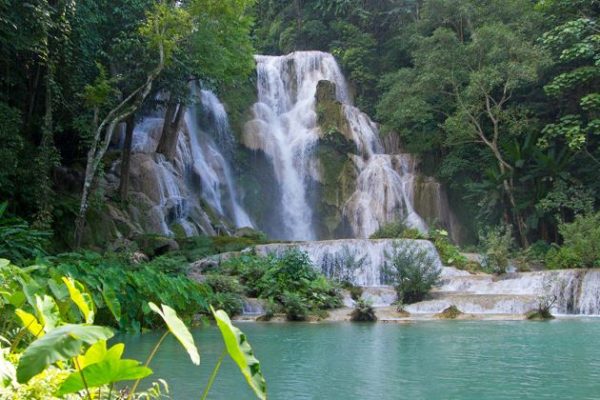 kuang si waterfall in luang prabang in laos