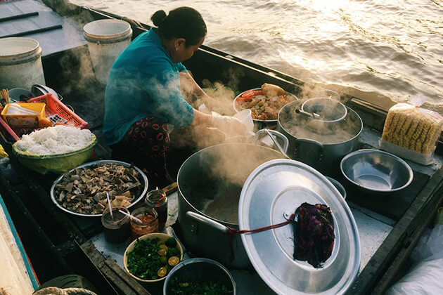 Dishes Served on Boat in Cai Rang Floating Market