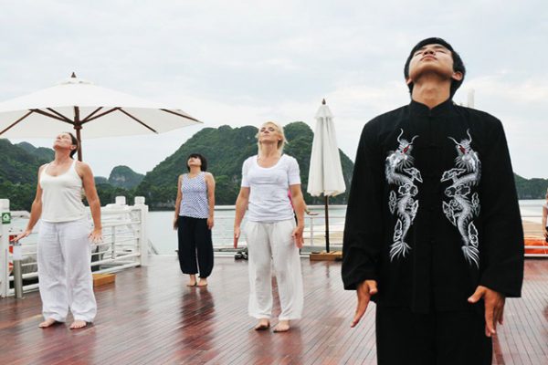 Tai Chi Lesson at Halong Bay - Multi-Country Asia tour