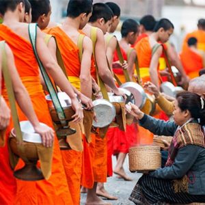 the daily alms ritual in vietnam cambodia laos thailand tour