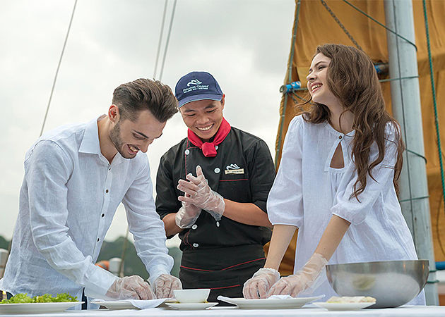 Cooking Class on Board Halong Bay - Vietnam Laos Tour