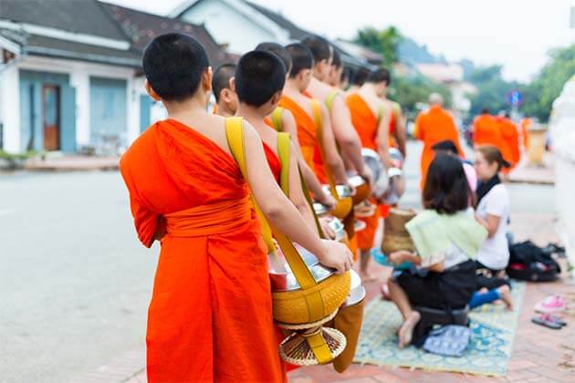 Luang Prabang Daily Alms Giving Ritual - Laos Vietnam Trip