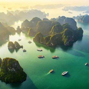 Panoramic view of Halong Bay