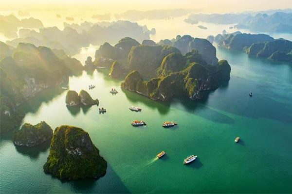 Panoramic view of Halong Bay