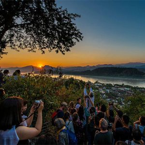 sun set view on Mount Phousi -Indochina tour packages