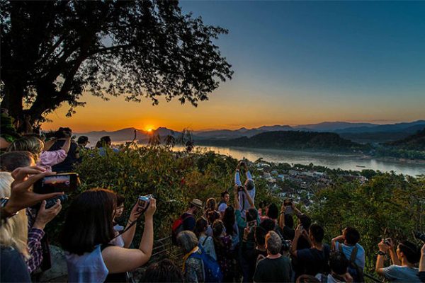 sun set view on Mount Phousi - Treasure of Cambodia Laos 15 days