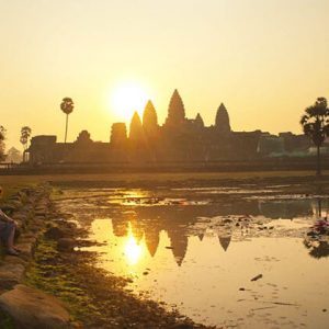 enjoy sunrise at Angkor Wat from Cambodia & Laos tours