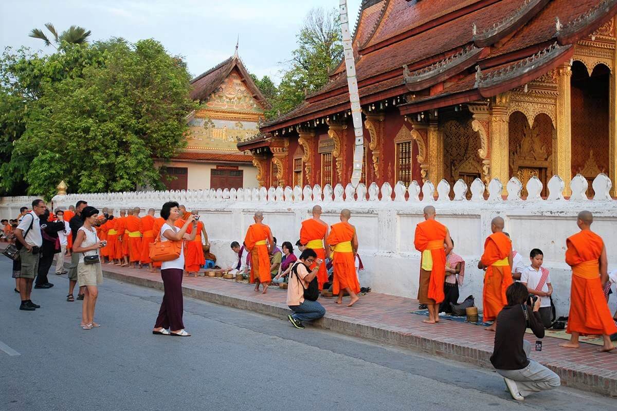 Alms Giving Ceremony of the Monks, Cambodia Laos Trips - Indochina Tours
