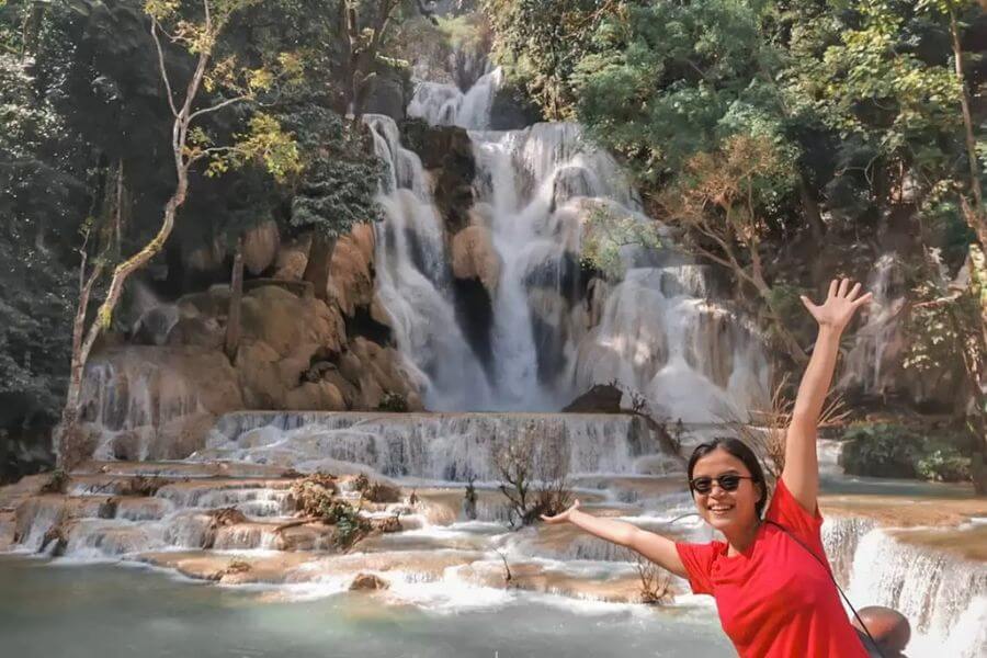 Taking a Vietnam Laos tour - trip to Kuang Si Waterfalls